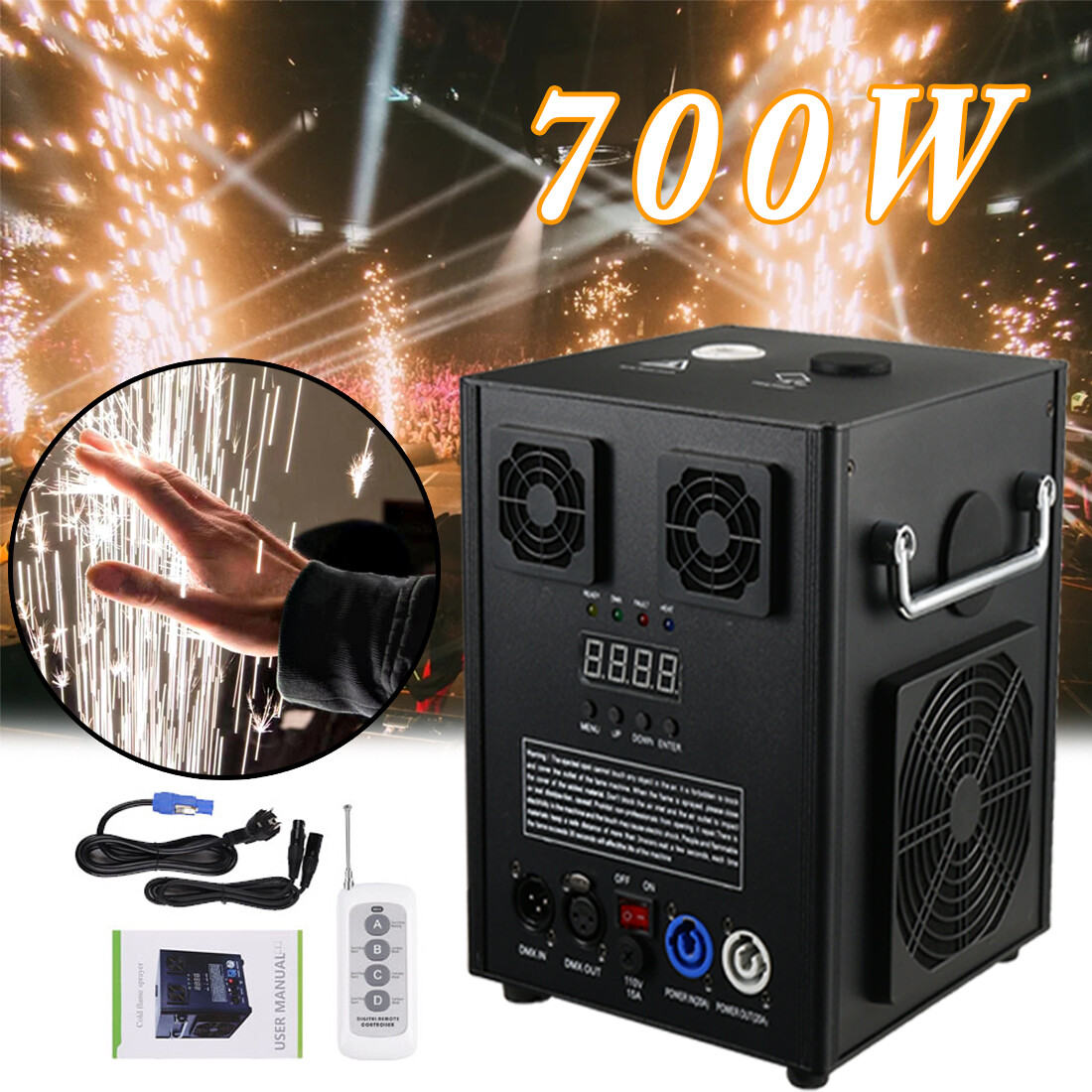 4pcs 700/1200W Cold Spark Machine Stage Effect DMX Firework Machine Club Wedding