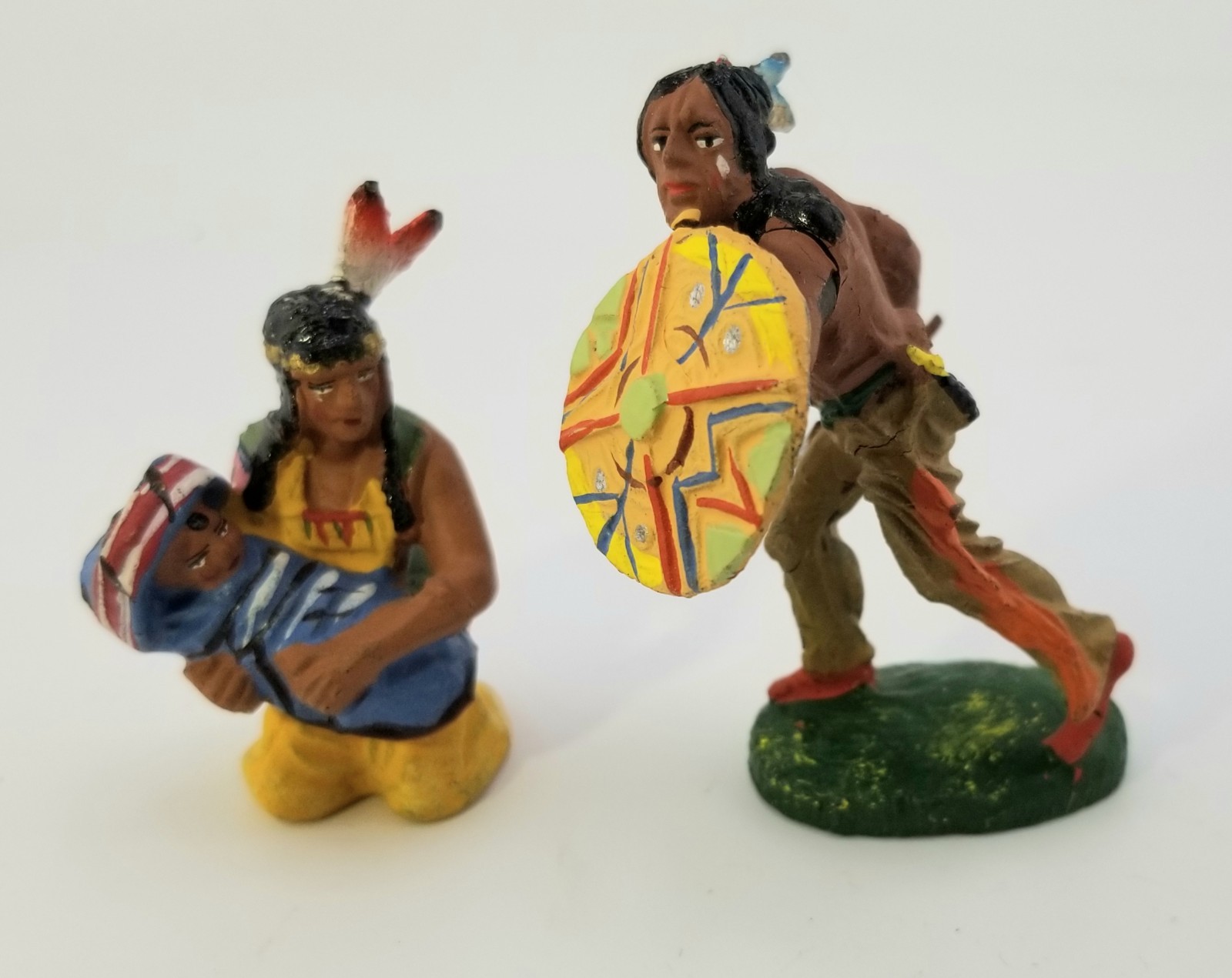 ELASTOLIN COMPOSITION SERMANGERMAN INDIAN FIGURES~WOMAN &BABY & WARIAR ELASTOLIN COMPOSITION SERMANGERMAN INDIAN FIGURES~WOMAN &BABY & WARIAR