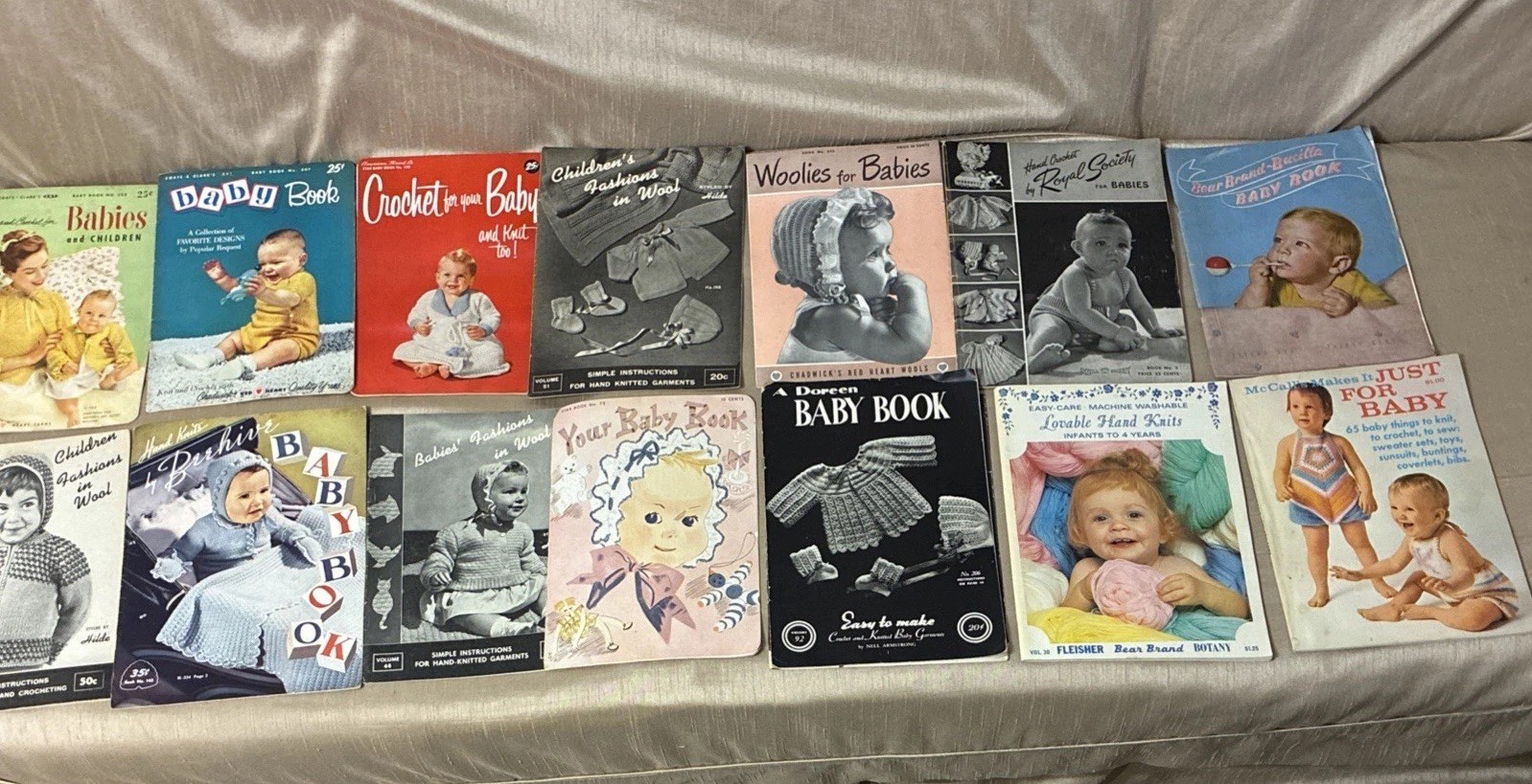 14 Sweet Vintage Baby Crochet & Knitting Pattern Booklets 1940’s  50s 60s 70s