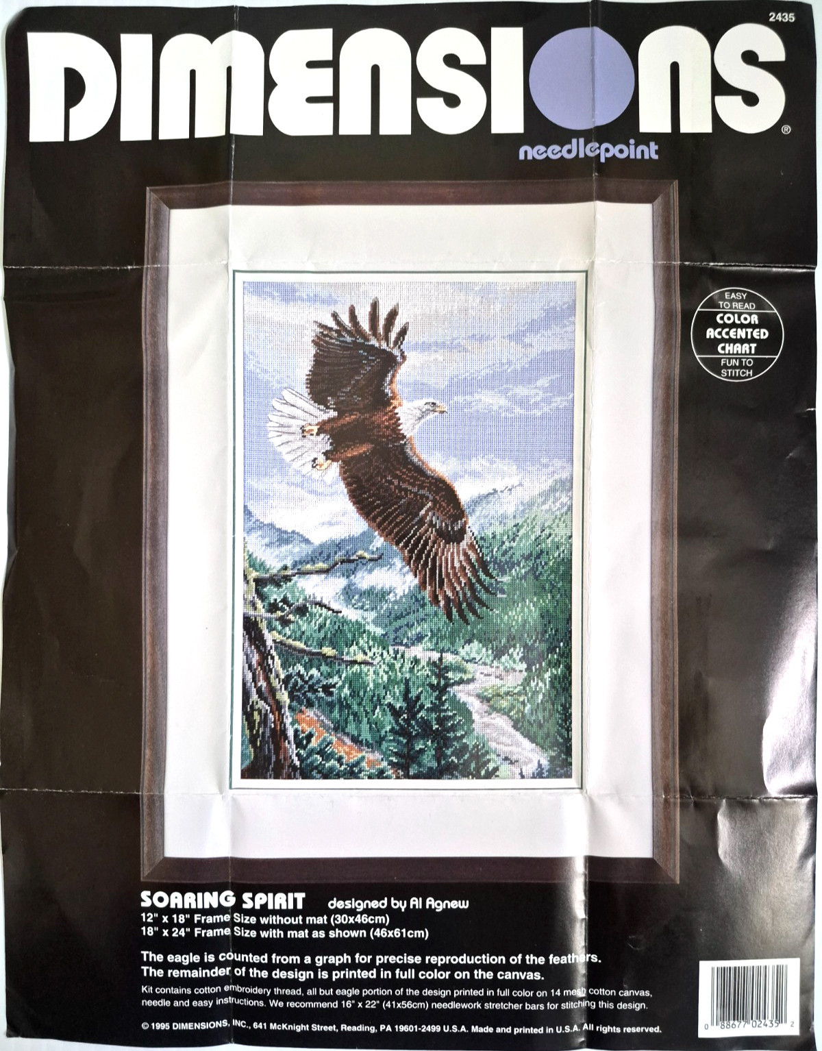 Dimensions Soaring Spirit Bald Eagle Needlepoint Kit #2435 New 1995 12\ Dimensions Soaring Spirit Bald Eagle Needlepoint Kit #2435 New 1995 12\