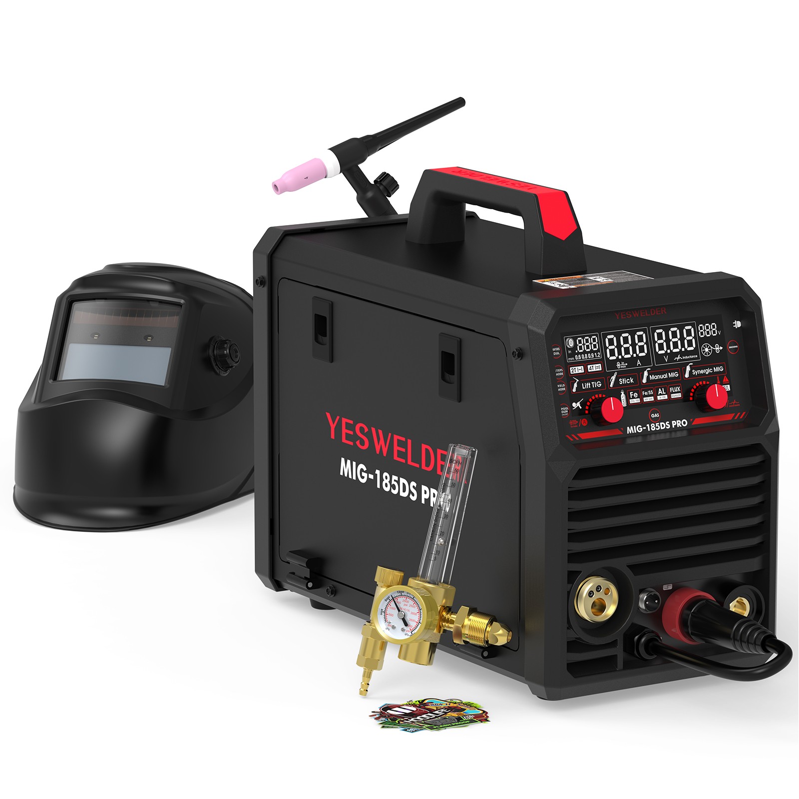 YESWELDER 185A 5-in-1 Welding Kit: Helmet, Torch & Gas Regulator, 110V/220V YESWELDER 185A 5-in-1 Welding Kit: Helmet, Torch & Gas Regulator, 110V/220V