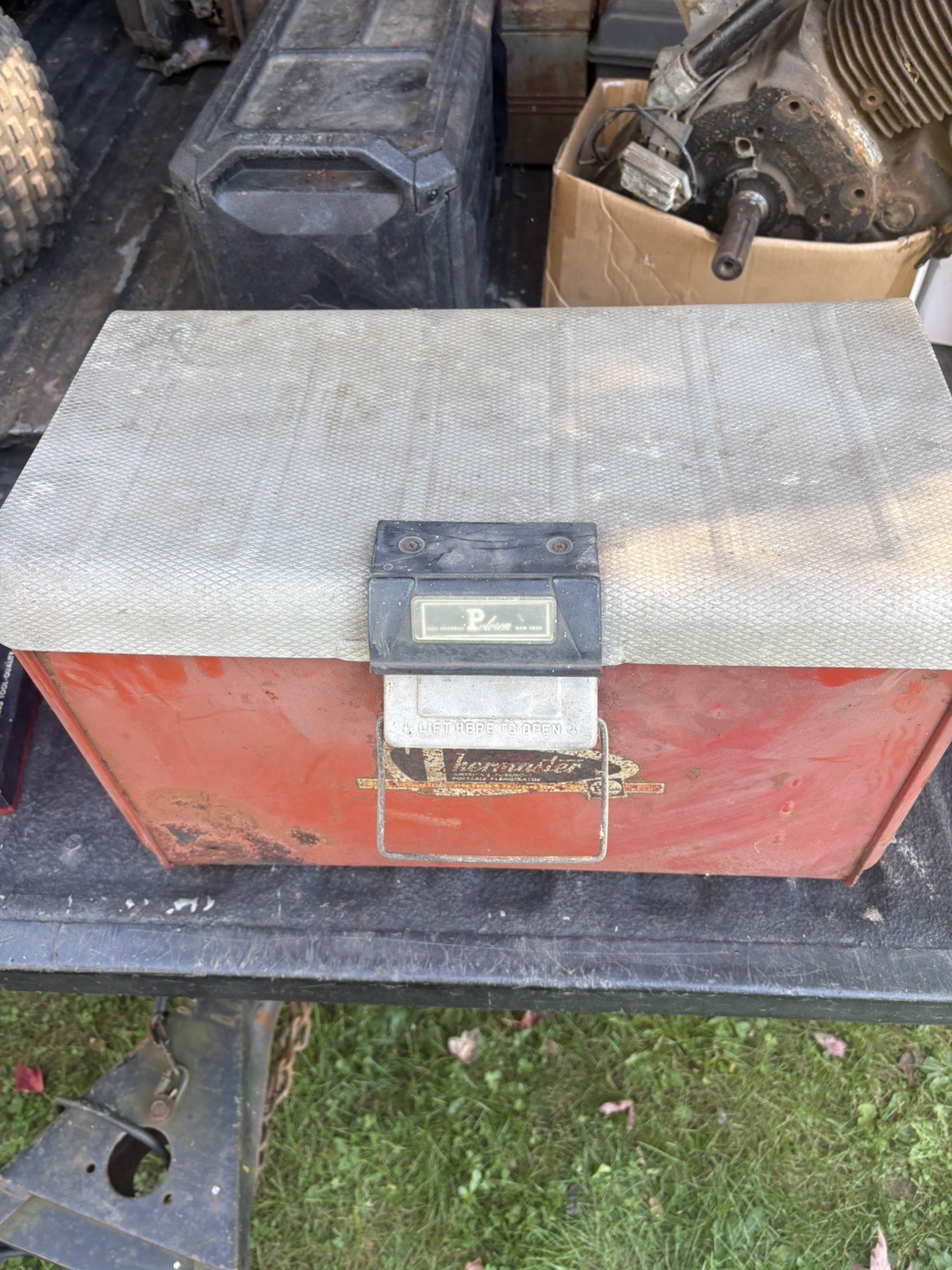 Vintage 1950’s MCM Poloron Thermaster Red Cooler Fiberglas Insulated Atomic Rare