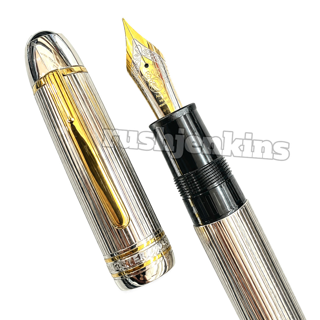 HOT MONTBLANC Meisterstück Solitaire Silver 149 Fountain Pen w/ Box Rare