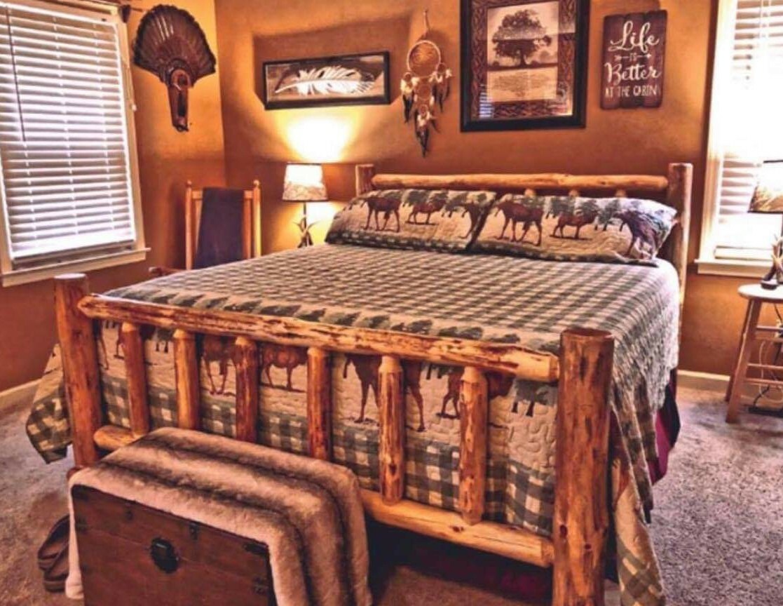 Rustic Log Bed  Log Cabin Decor Mountain Furniture County Style 