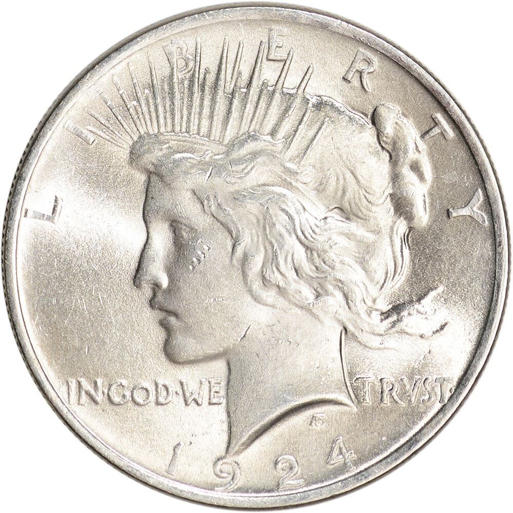1924 Peace Silver Dollar Coin $1 - BU 1924 Peace Silver Dollar Coin $1 - BU