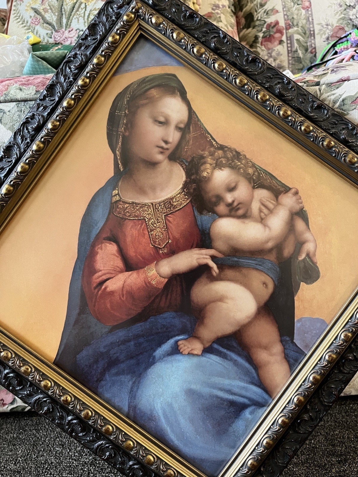 MADONNA CHRIST CHILD/RAFFAELLO SANTI GORGEOUS RENDITION FRAMED PRINT EXQUISITE MADONNA CHRIST CHILD/RAFFAELLO SANTI GORGEOUS RENDITION FRAMED PRINT EXQUISITE