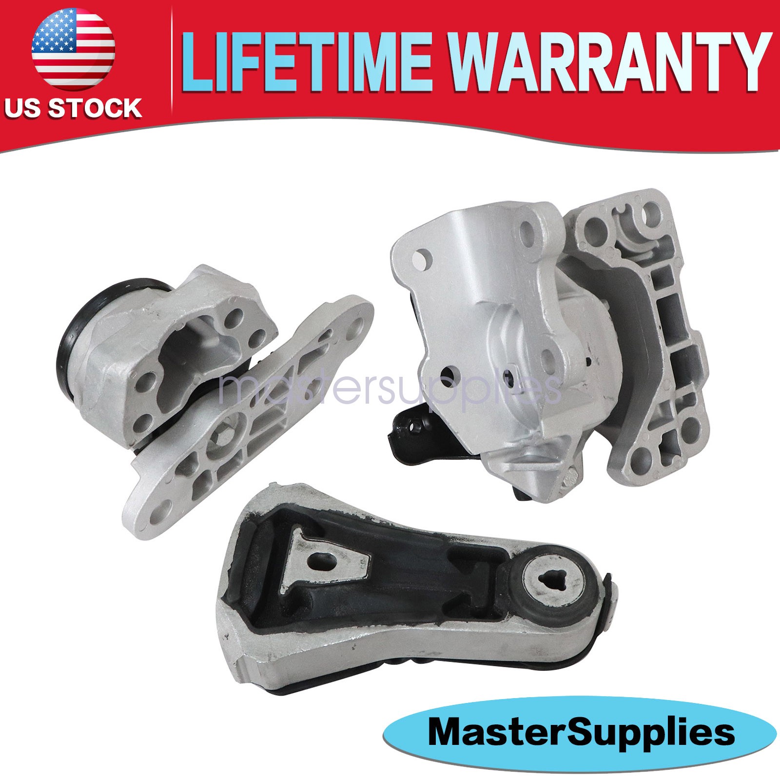 3x For 2016-19 Ford Explorer 3.5L Engine Mounts & Hydraulic Transmission Mount