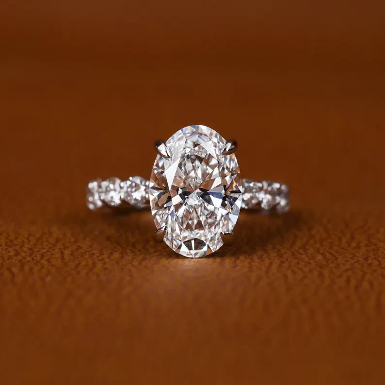 4 CT Oval-Cut EF/VS1 Lab Grown Diamond Wedding Hidden Halo Ring 14k White Gold 4 CT Oval-Cut EF/VS1 Lab Grown Diamond Wedding Hidden Halo Ring 14k White Gold