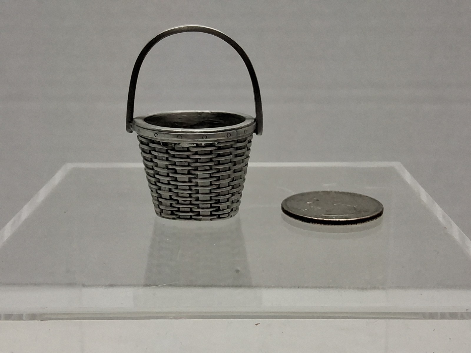 LONGABERGER PEWTER MINIATURE SMALL MEASURING BASKET - RARE LONGABERGER PEWTER MINIATURE SMALL MEASURING BASKET - RARE
