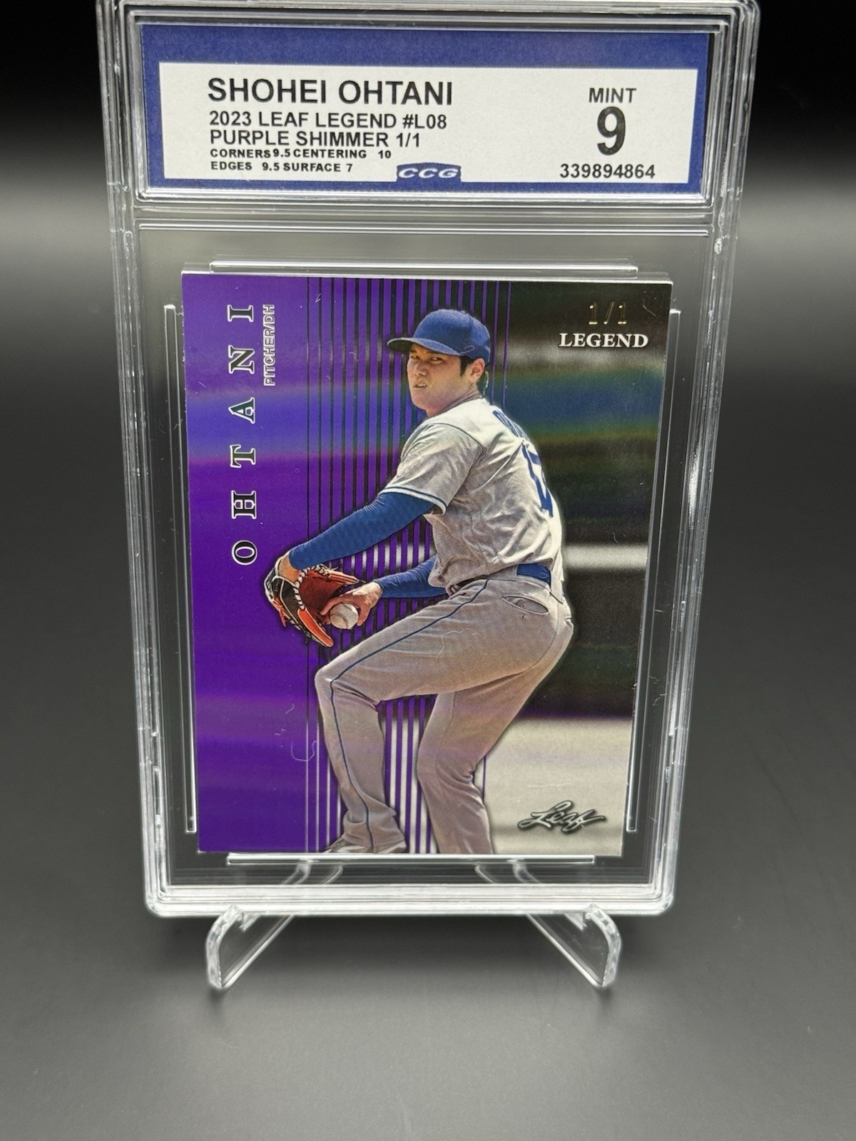 2023 Leaf Legend Shohei Ohtani Purple Shimmer 1/1 #L08 CCG Mint 9 ONE OF ONE
