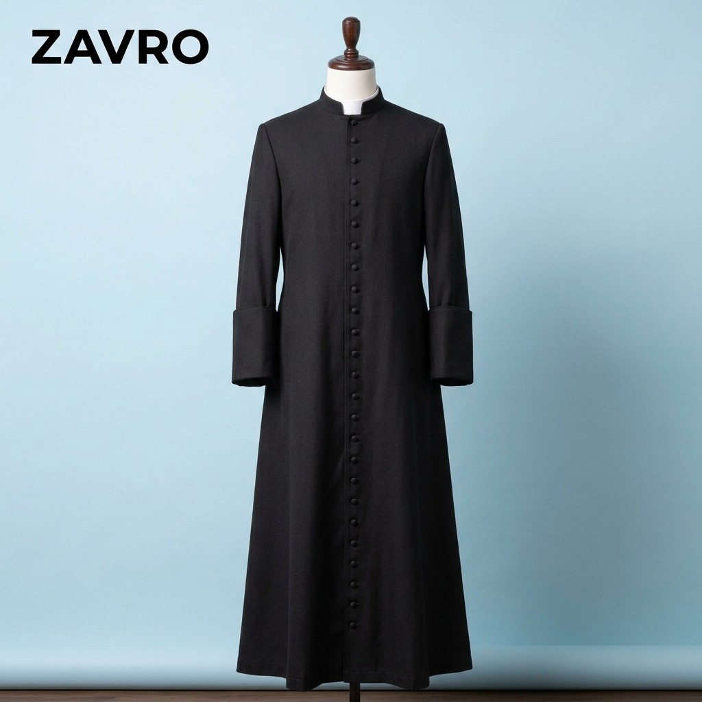 Custom Tailored Black Roman Cassock Catholic Priest Clergy Robe