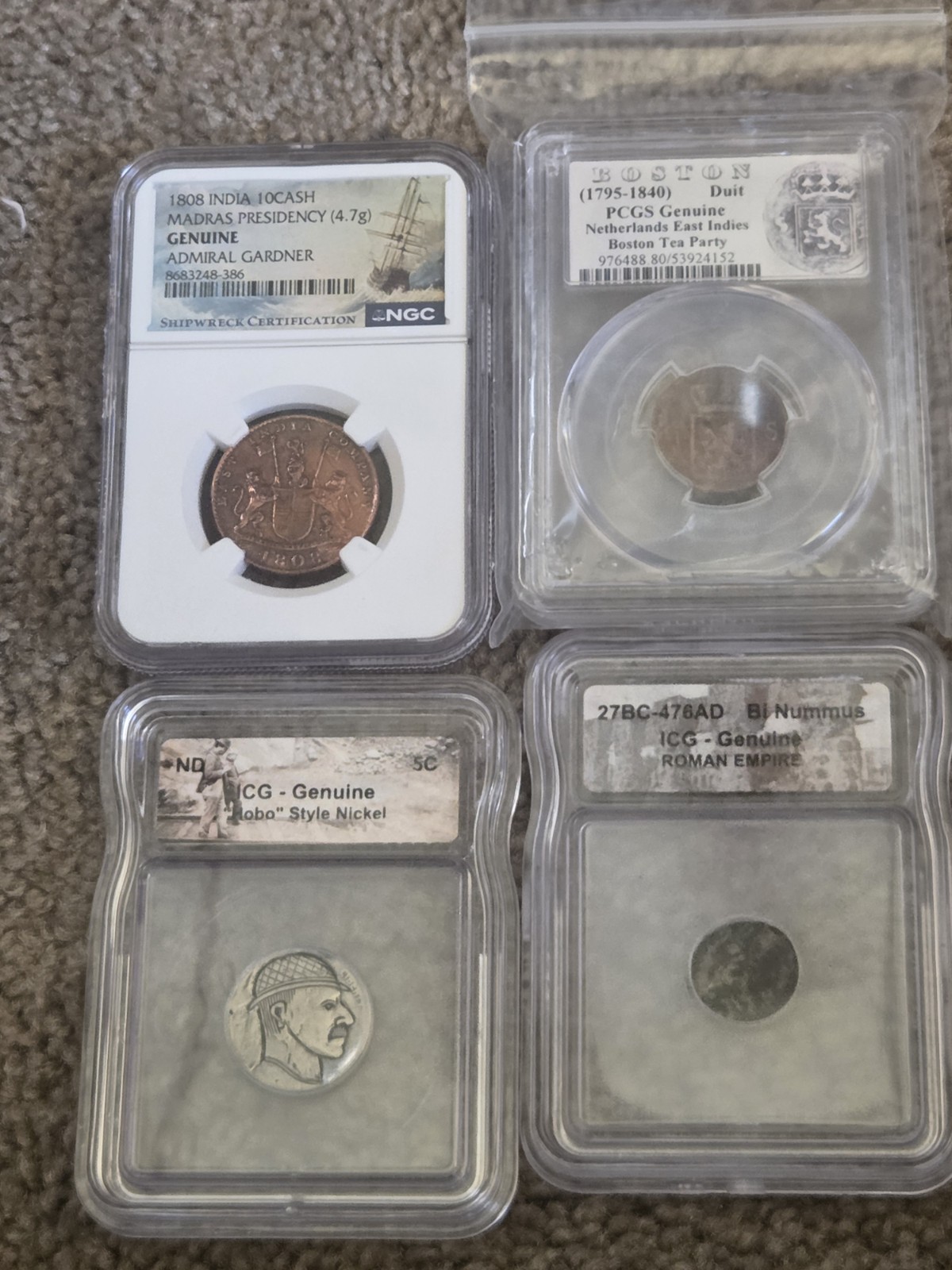 1808 INDIA SHIPWRECK - HOBO NICKLE - 1826 COLONIAL COIN- 27BC-476AD ROMAN EMPIRE
