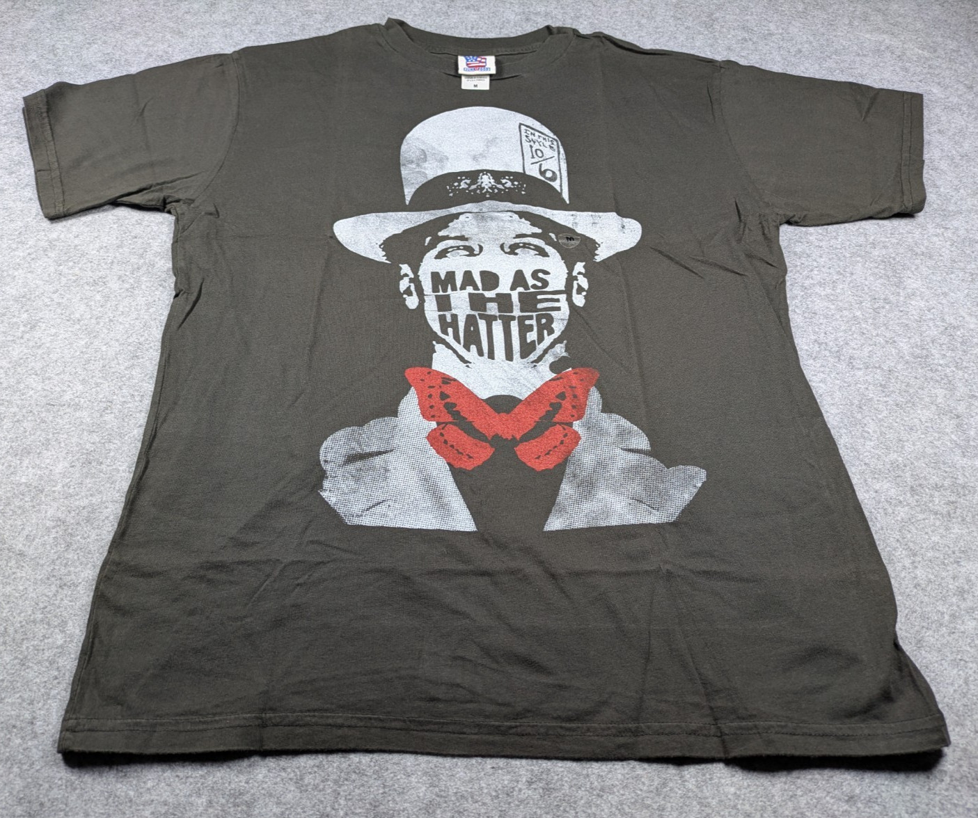 Vintage Mad Hatter Shirt Mens M Black Graphic Tee Deadstock Y2K T-Shirt 10/6