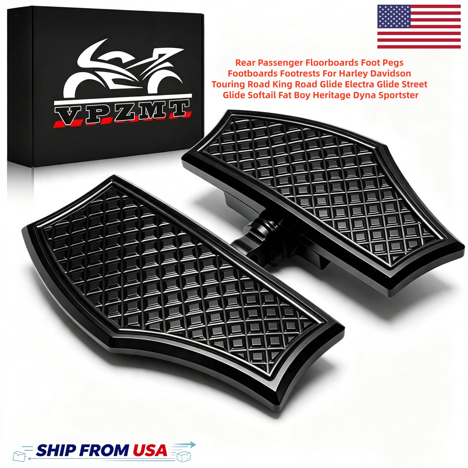 Rear Passenger Floorboards Foot Pegs Footboards Floor For Harley Touring Black Rear Passenger Floorboards Foot Pegs Footboards Floor For Harley Touring Black