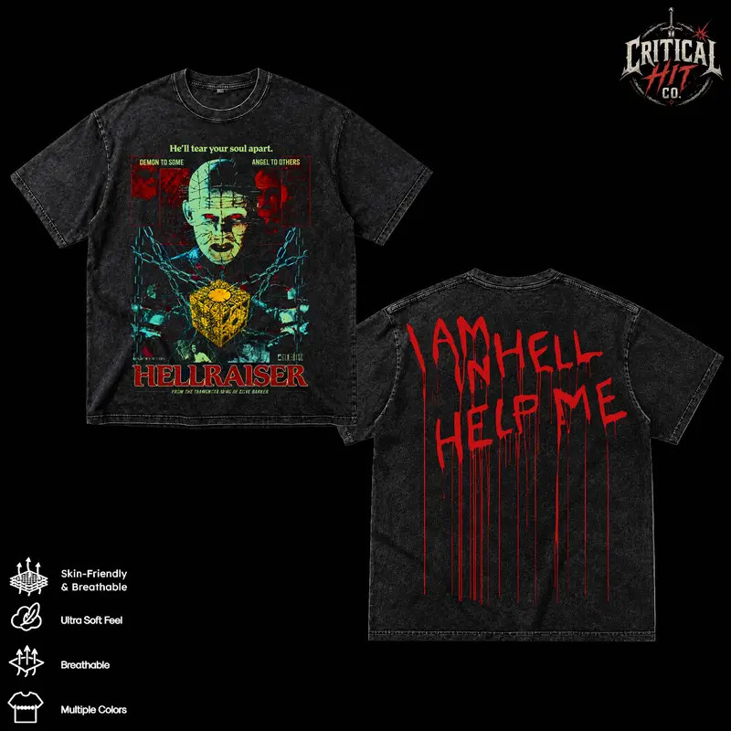 Hellraiser Pinhead Vintage Washed T Shirt, Pinhead Cenobite Horror Movie Merch,