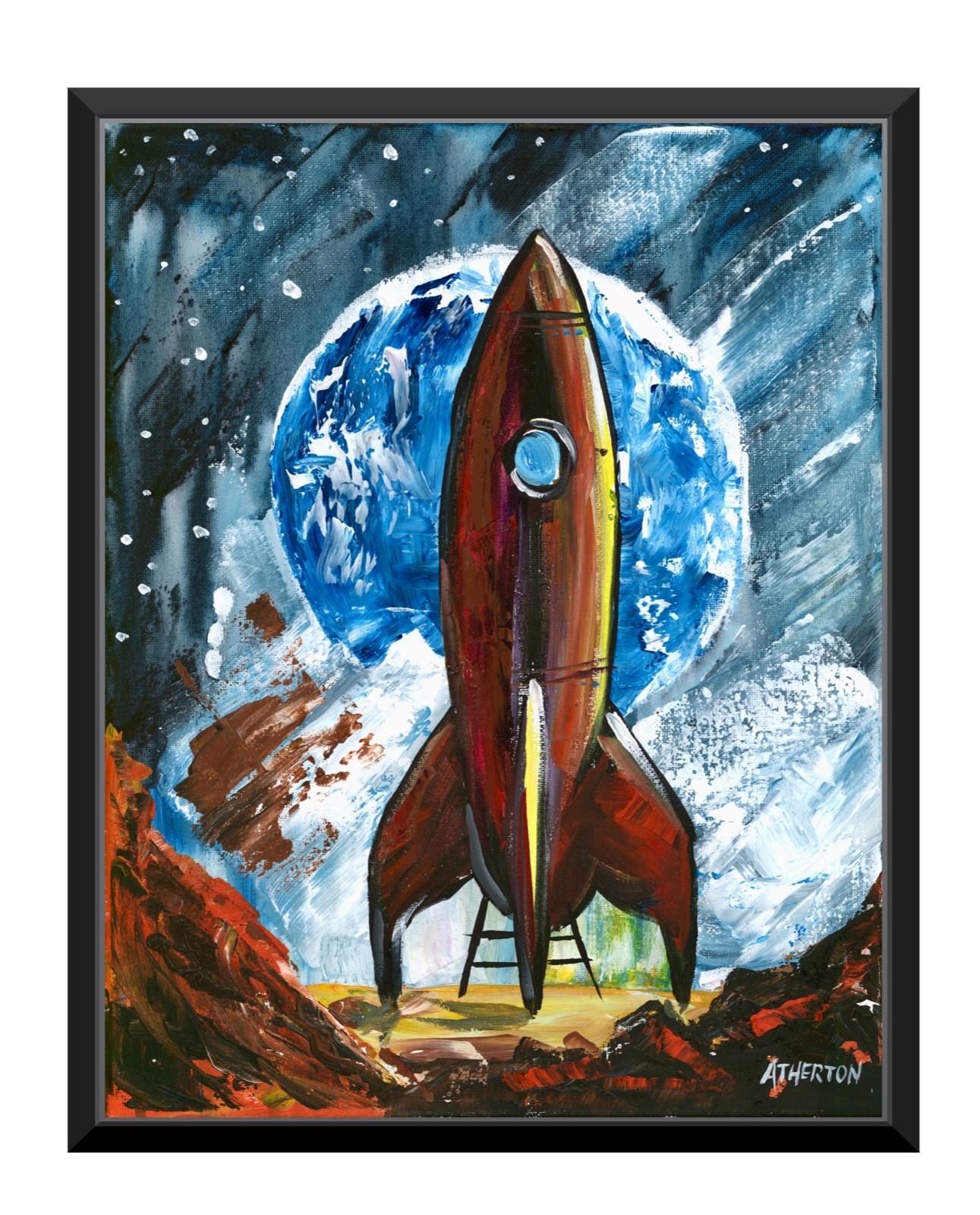Atherton 11x14 Original Retro Acrylic Rocket Space \