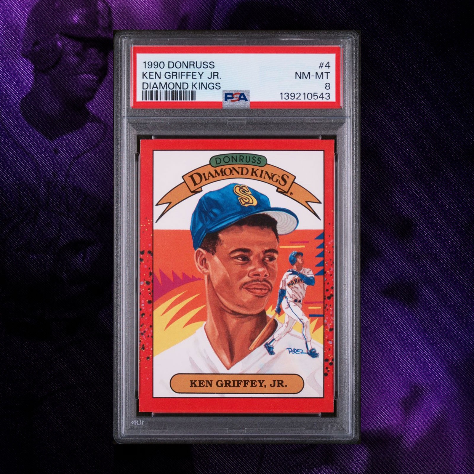 1990 Donruss Diamond Kings Ken Griffey Jr. (#4) Mariners HOF – PSA 8