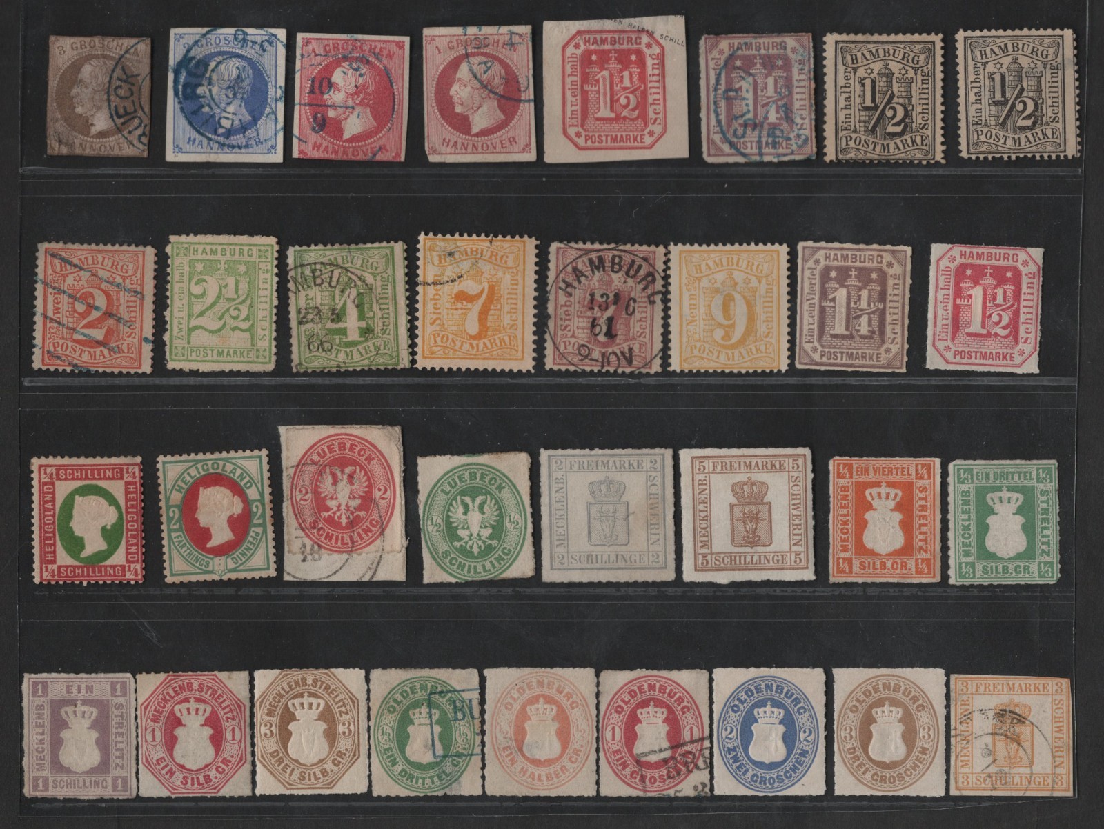 Germany States 1850S-1860S Collection Of 33 Stamps Mint & Used