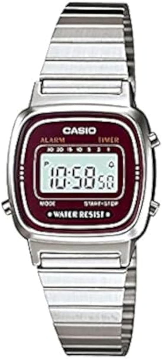 CASIO Ladies LA670WA-4 Silver x Bordeaux
