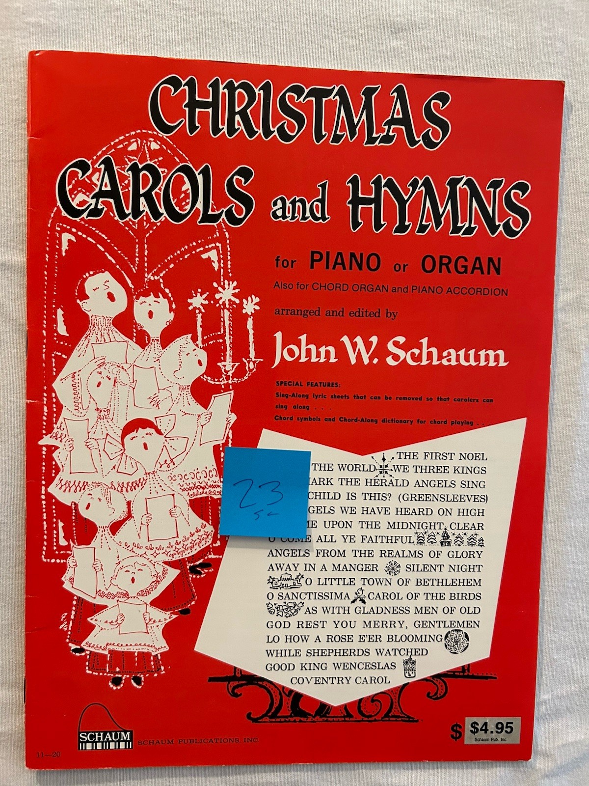 Christmas Carols and Hymns Songbook for Piano or Organ by John W. Schaum