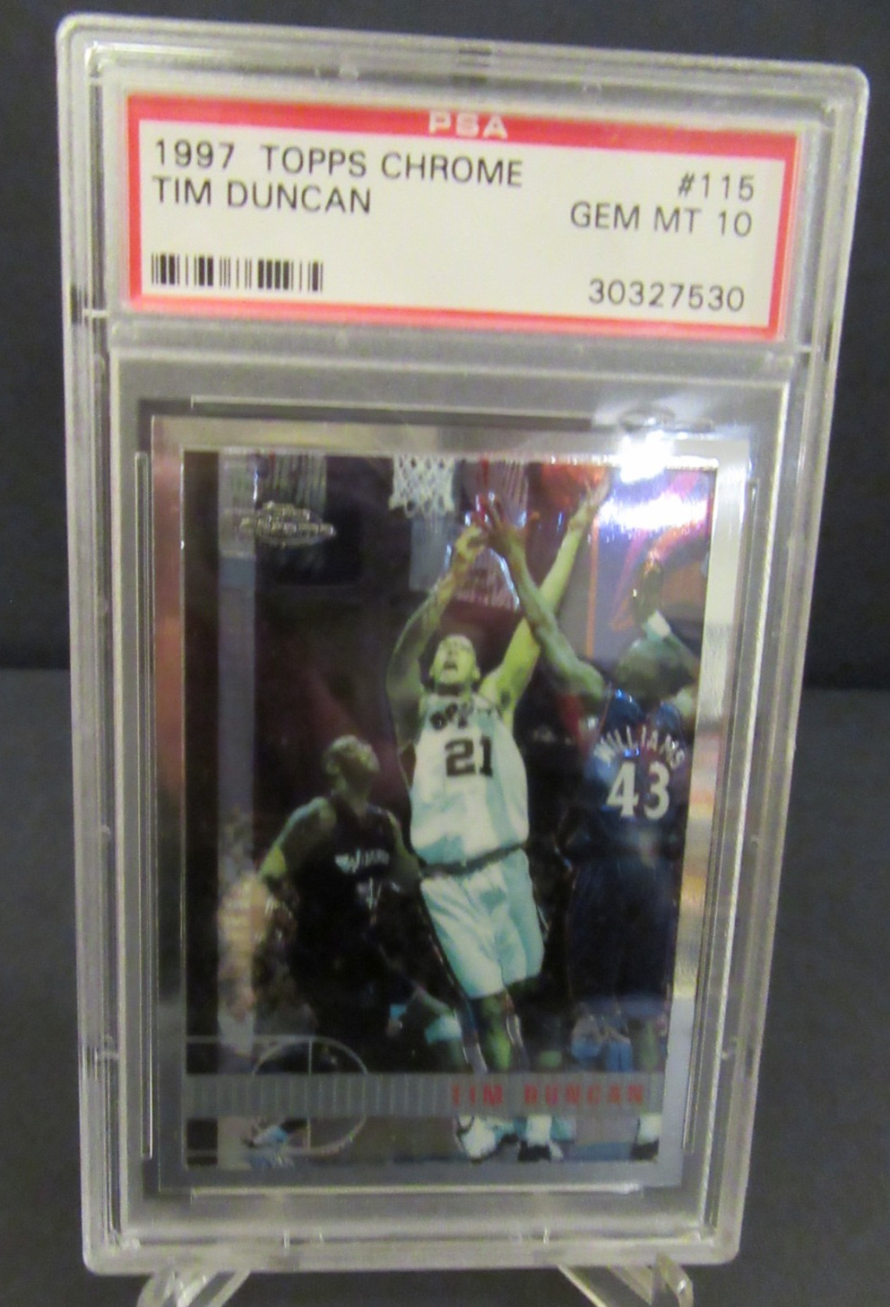 1997-98 Topps Chrome #115 Tim Duncan PSA 10 GEM MINT San Antonio Spurs Rookie RC