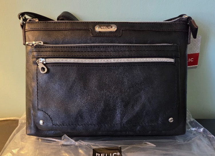 Vintage Relic By Fossil Black Evie Vegan Leather Crossbody Bag Wallet Pocket