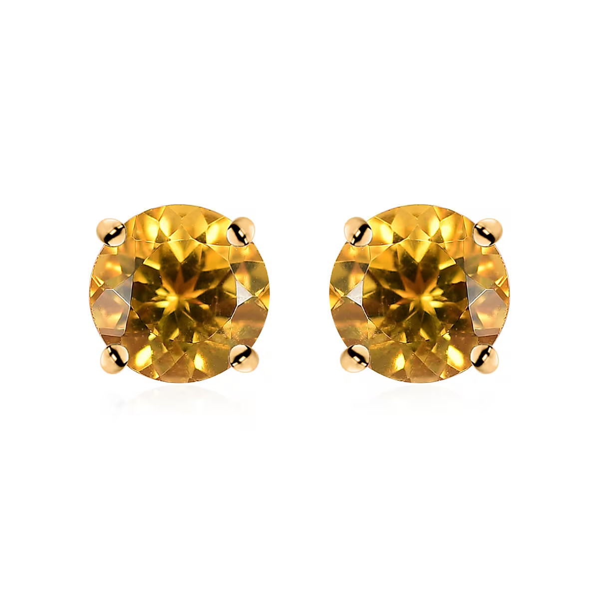 LUXORO AAA Heliodor 1.60 ctw Solitaire Stud Earrings in 10K Yellow Gold