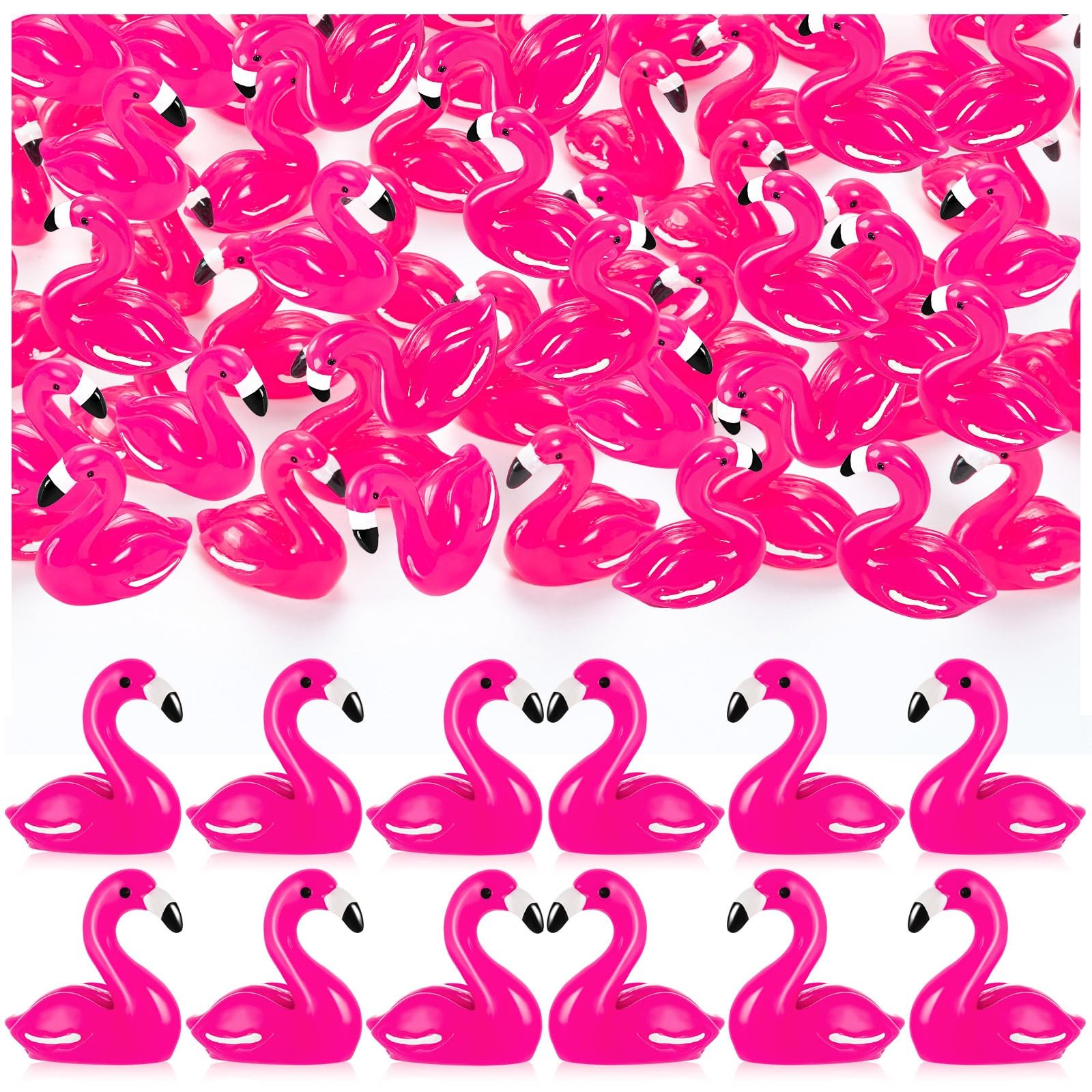 LHSYFBZ 50Pcs Mini Tiny Cute Resin Flamingo Figurines for Cake Topper