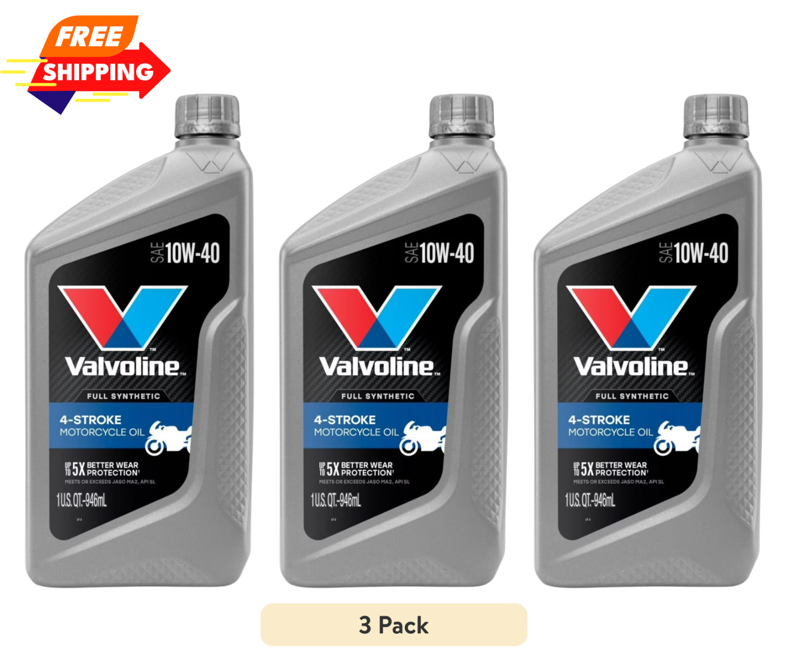 Valvoline 4-Stroke Motorcycle Full Synthetic 10W-40 Motor Oil 1 QT ( 3 PACK ) Valvoline 4-Stroke Motorcycle Full Synthetic 10W-40 Motor Oil 1 QT ( 3 PACK )