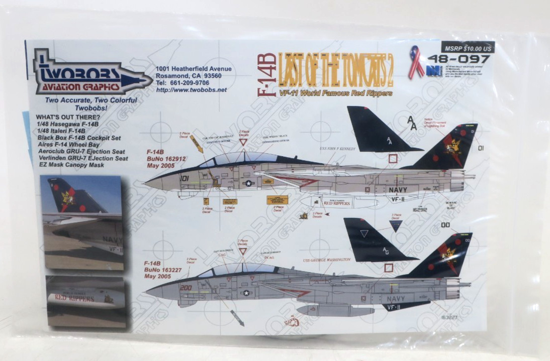 TwoBobs Aviation Graphics 1/48 F-14B Last Of The Tomcats 2 Decals #48-097