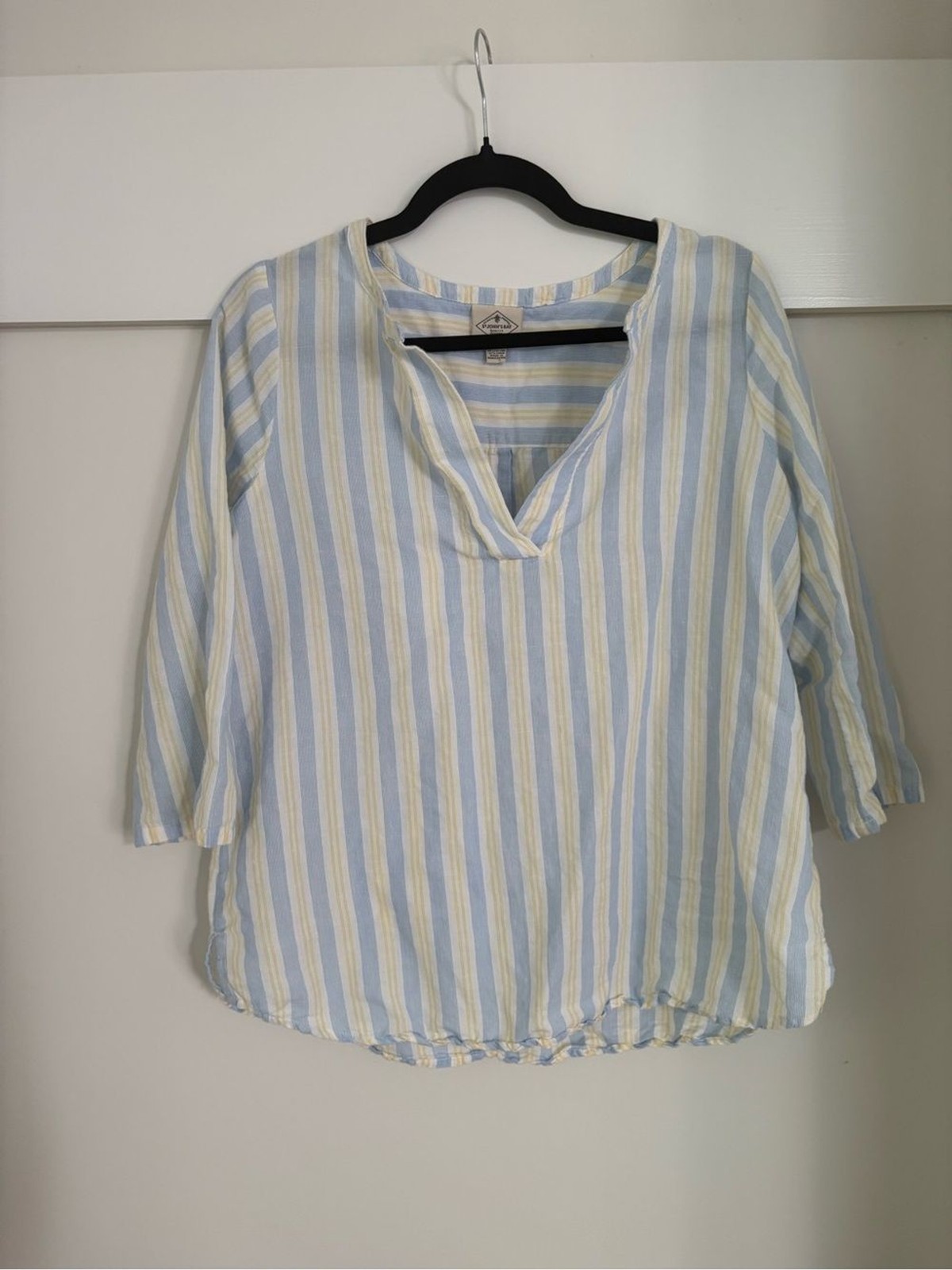 St. John\'s Bay Blue and Cream Striped V-Neck Tunic