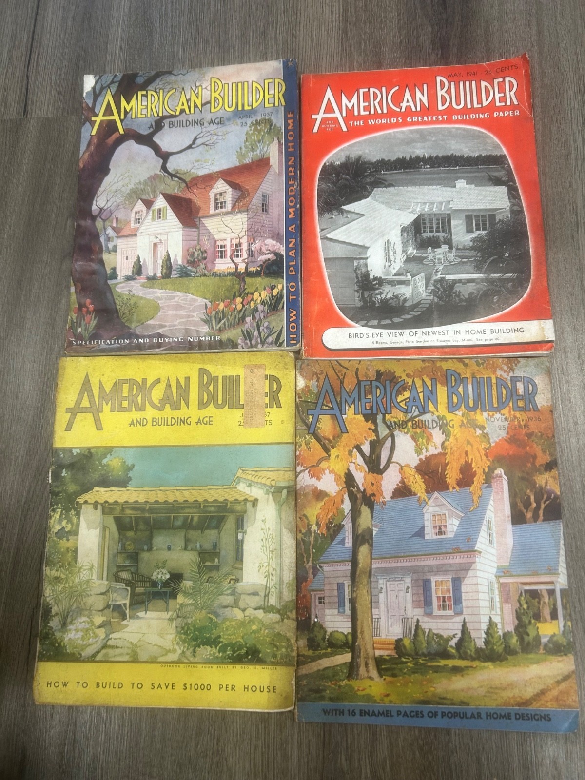 American builder magazines, June April 1937 November 1936 May 1941 4 lot good co