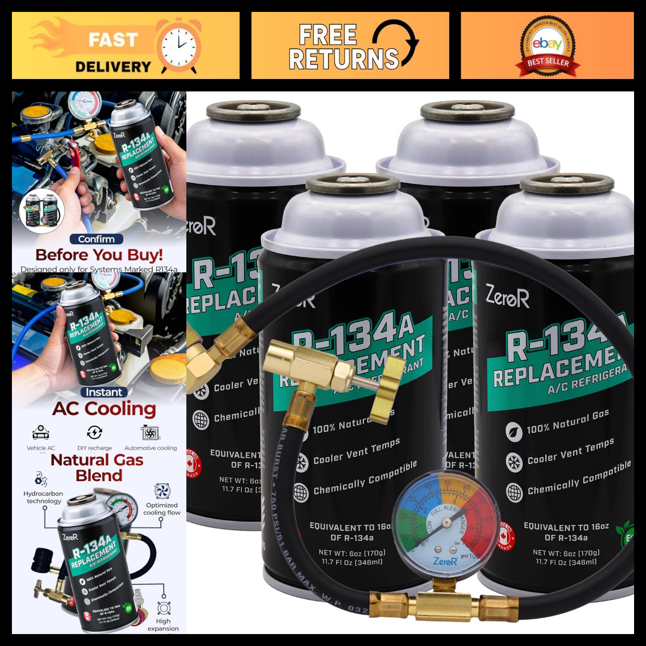 Eco-Friendly R134a AC Recharge Kit - 24