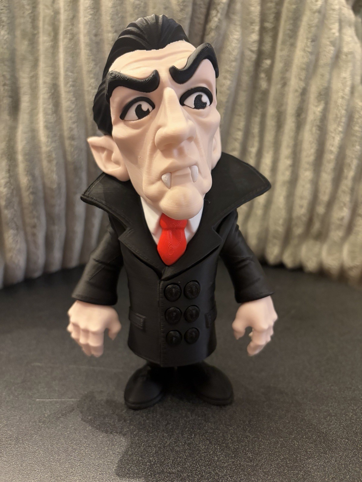 Dracula Vampire 3D Printed Figure, Black Suit Red Tie