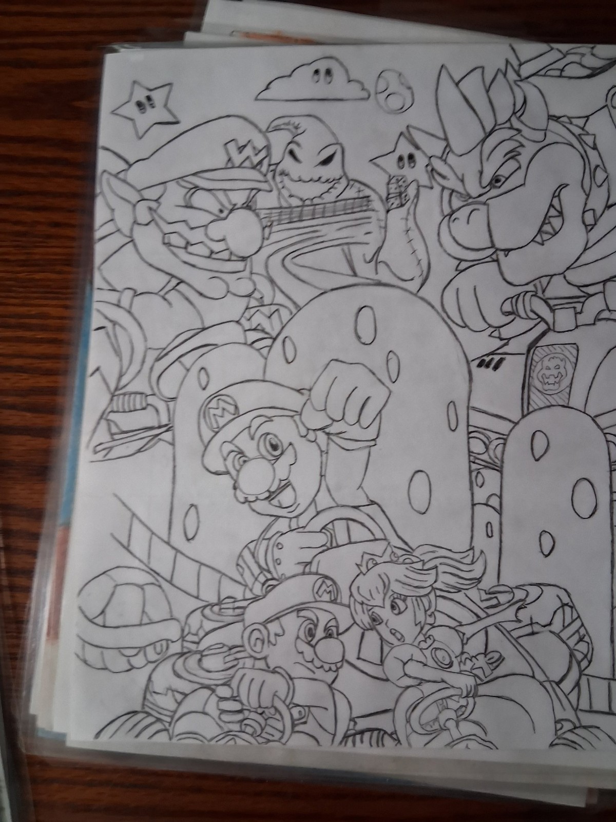 Original Hand Drawn Mario Bros Characters Fan Art Laminated Original Hand Drawn Mario Bros Characters Fan Art Laminated