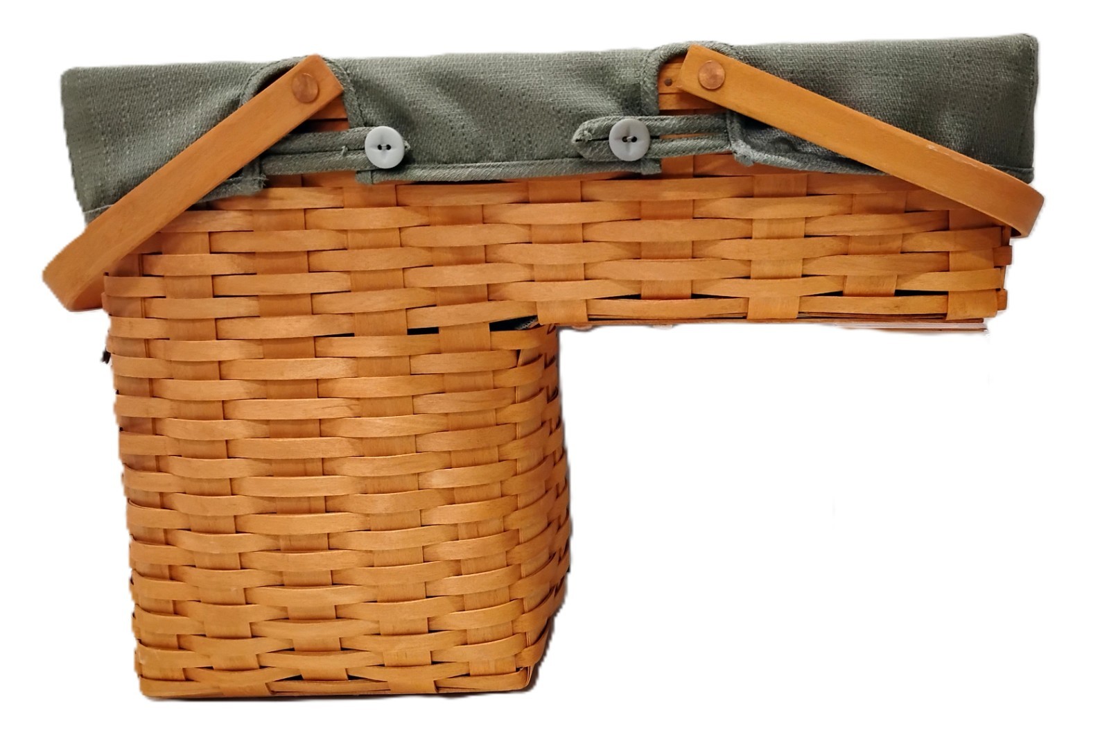 Longaberger 2002 Stair Step Basket with Cloth Liner, Plastic Insert & Charm Longaberger 2002 Stair Step Basket with Cloth Liner, Plastic Insert & Charm