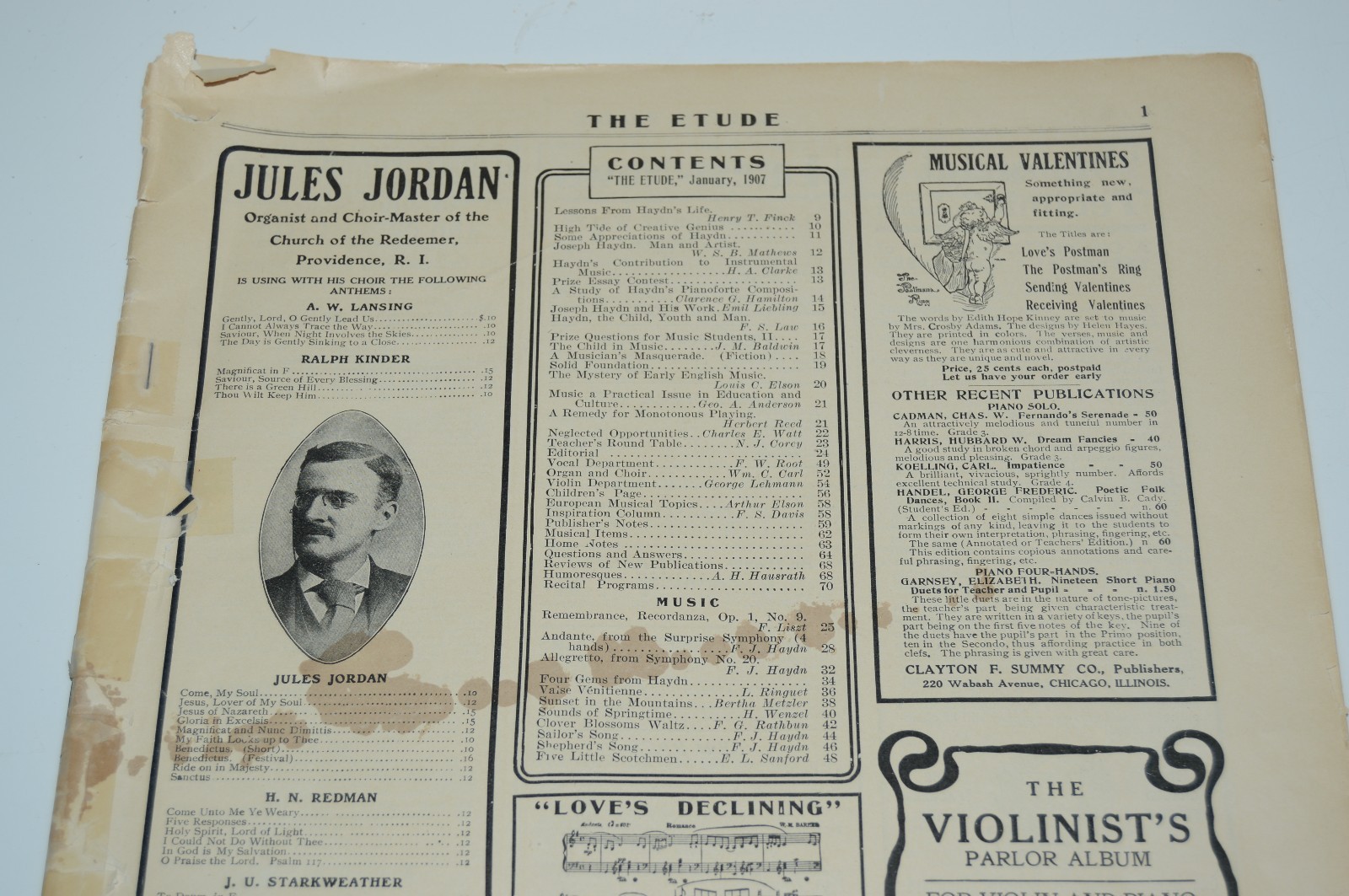 WOW 1907 Vintage THE ETUDE Music Musician's Catalog