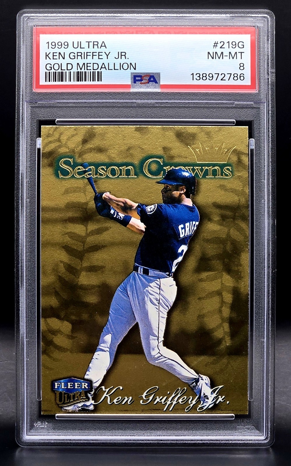 1999 Fleer Ultra Ken Griffey Jr Gold Medallion Season Crowns Edition #219G PSA 8