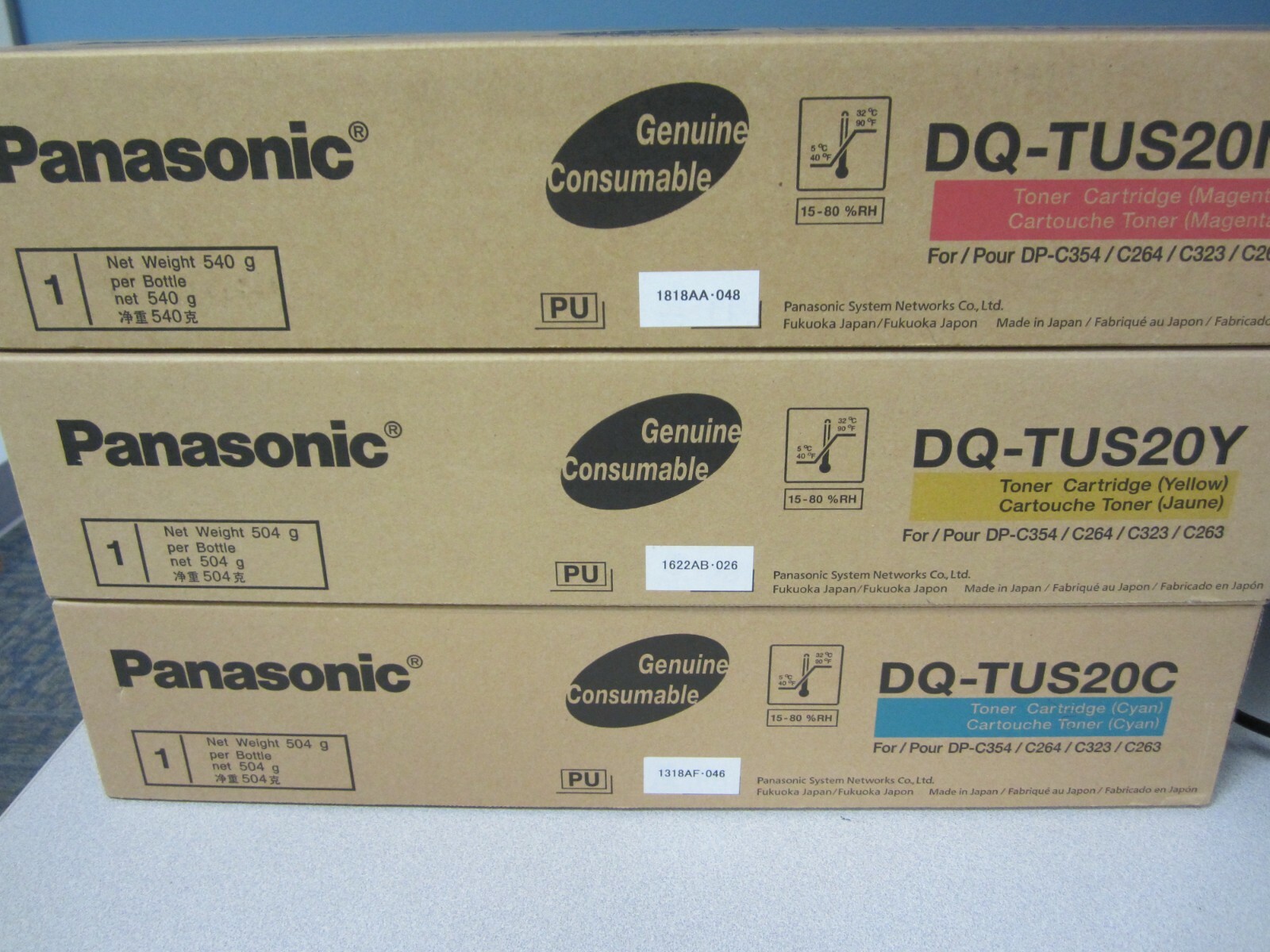 3-New Genuine Panasonic Toner 1-DQ-TUS20M 1-DQ-TUS20Y 1-TUS20C 3-New Genuine Panasonic Toner 1-DQ-TUS20M 1-DQ-TUS20Y 1-TUS20C