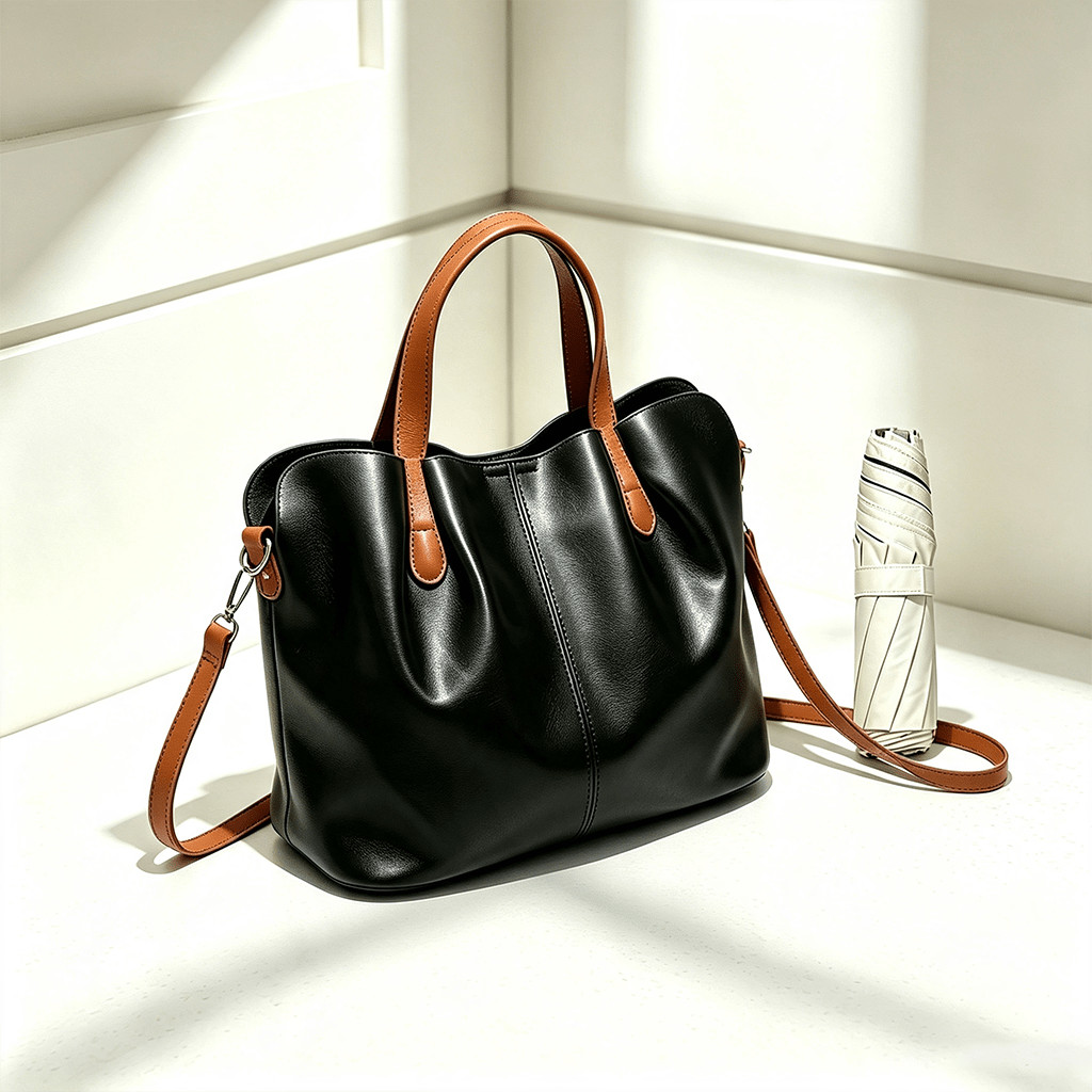FAXHION Women Soft Leather Tote Bag, Large Capacity Handbag with Detachable