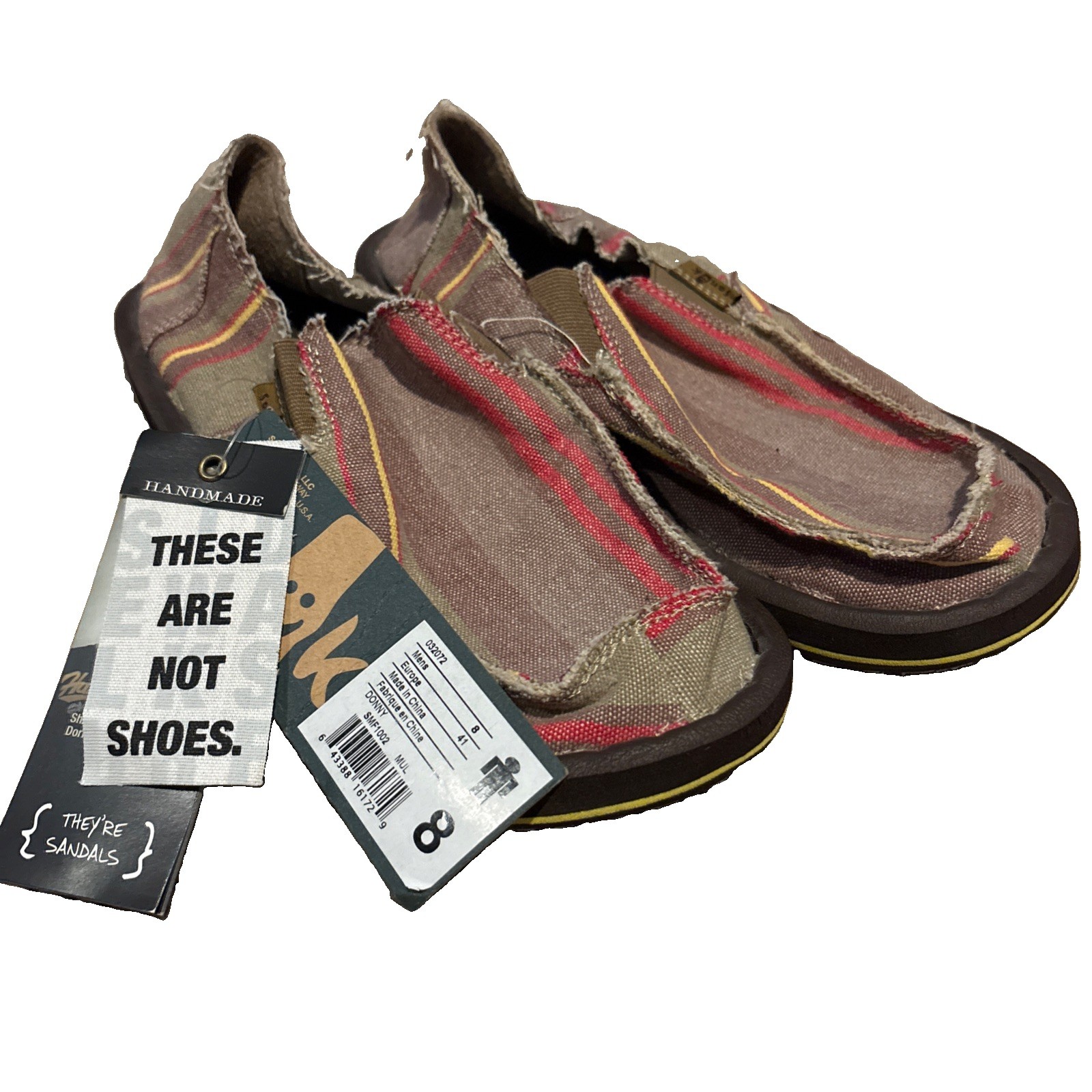 Sanuk Donny Men’s 8 Slip-on Shoes Tan Canvas - Brand New