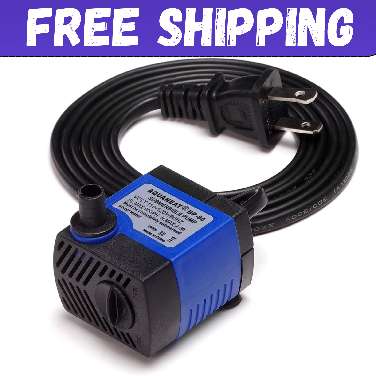 Aquaneat Submersible Water Pump, 80gph Fountain Pump, Small Water Pump, Aquarium