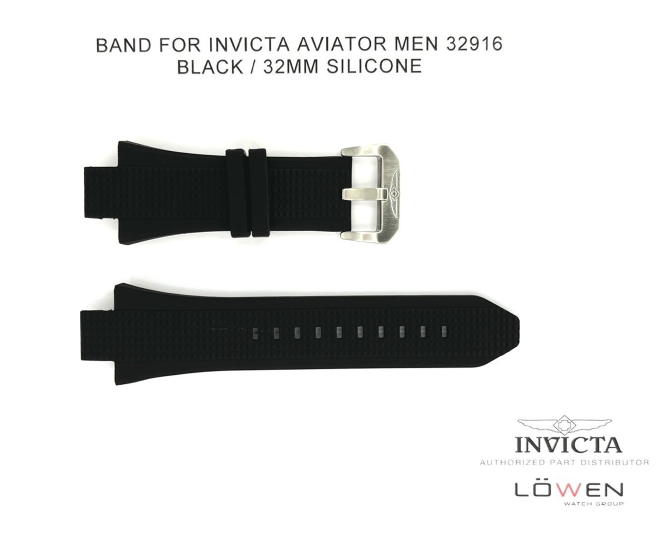 Authentic Invicta Aviator Men 32916 Black Silicone 32mm Watch Band Authentic Invicta Aviator Men 32916 Black Silicone 32mm Watch Band