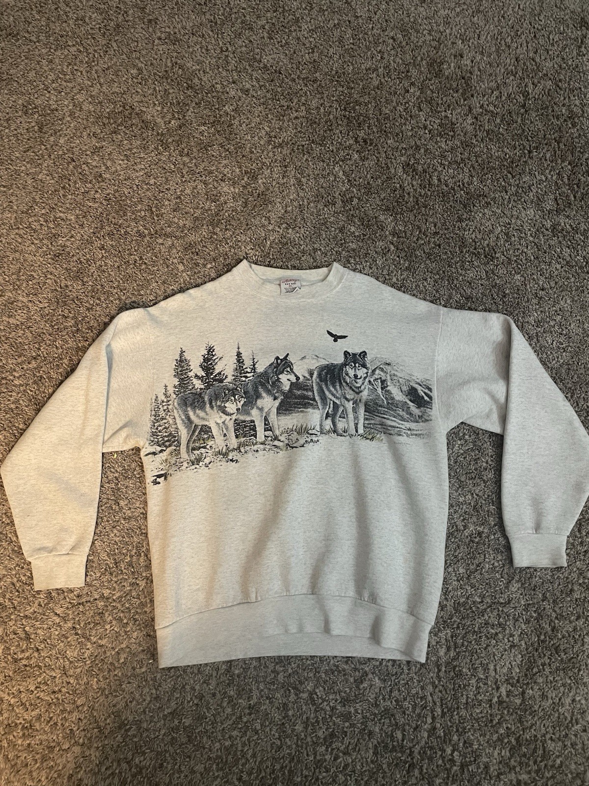 Vintage USA Nature Grey Wolf Heavyweight Sweatshirt Crewneck Size Men’s Xl