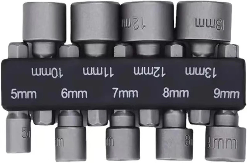 9pcs/set 5mm-13mm Hex Sockets Sleeve Nozzles Nut Driver Set Screwdriver 
