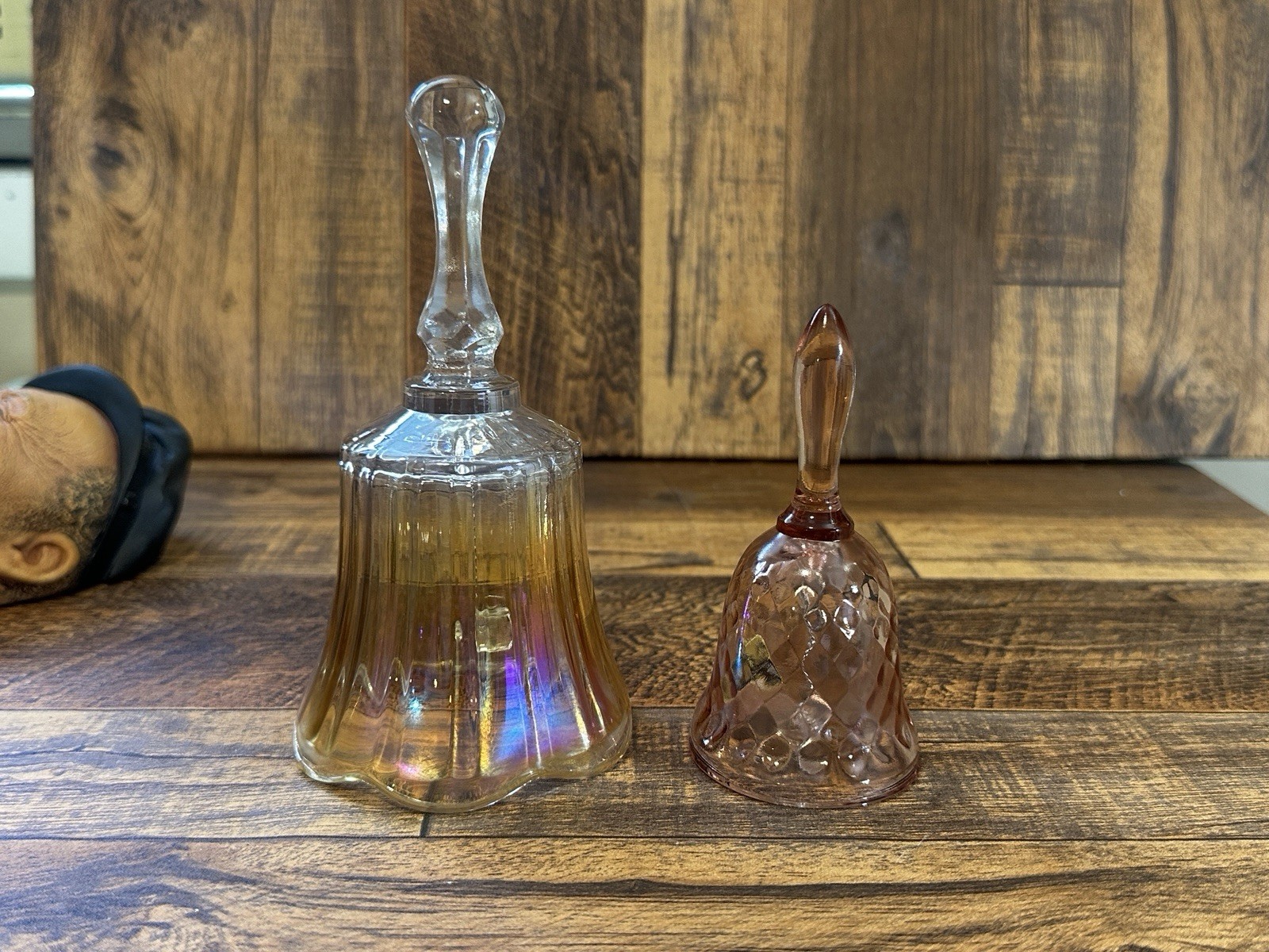 VINTAGE FENTON ART GLASS BELL LOT MARIGOLD AMBER VINTAGE FENTON ART GLASS BELL LOT MARIGOLD AMBER