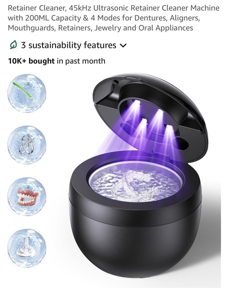 ECOBASIC ULTRASONIC RETAINER CLEANER MACHINE DENTURES MOUTH GUARDS ECOBASIC ULTRASONIC RETAINER CLEANER MACHINE DENTURES MOUTH GUARDS