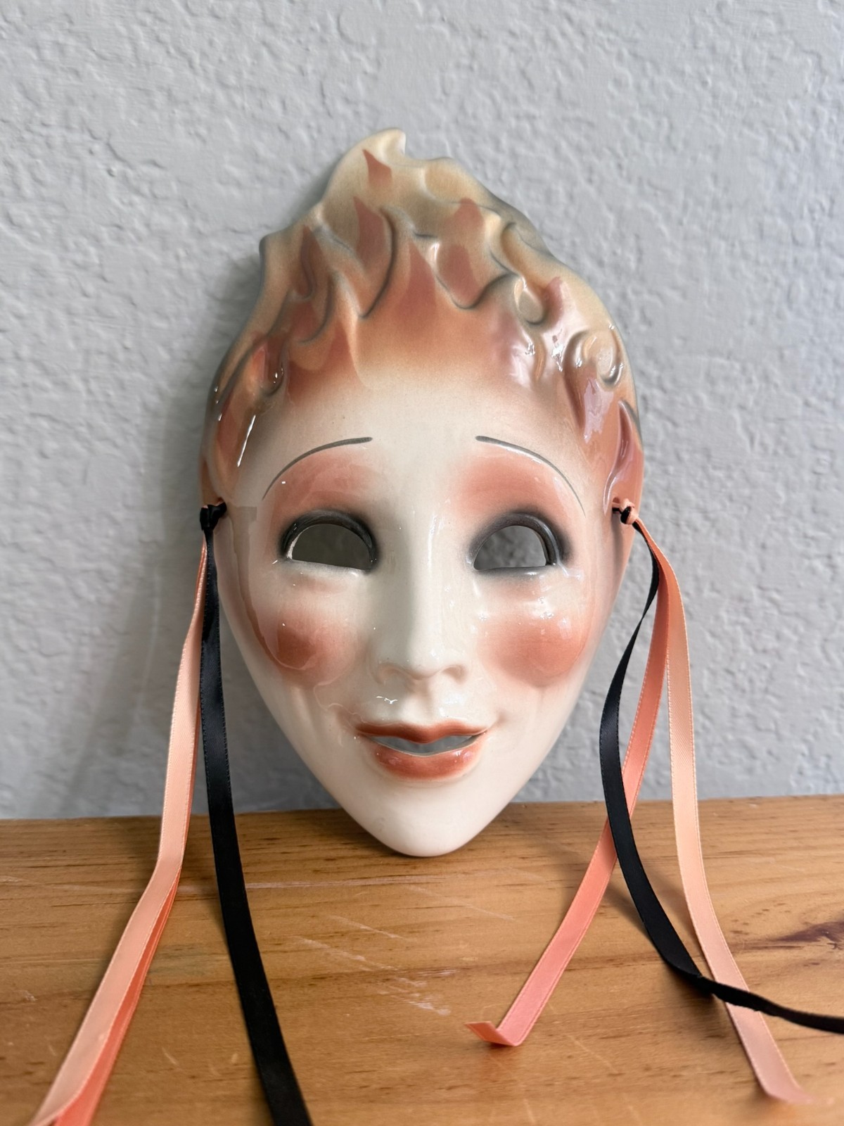 ABOUT FACE Clay Art Ceramic Mask fire NO crazing Vintage USA made modern décor