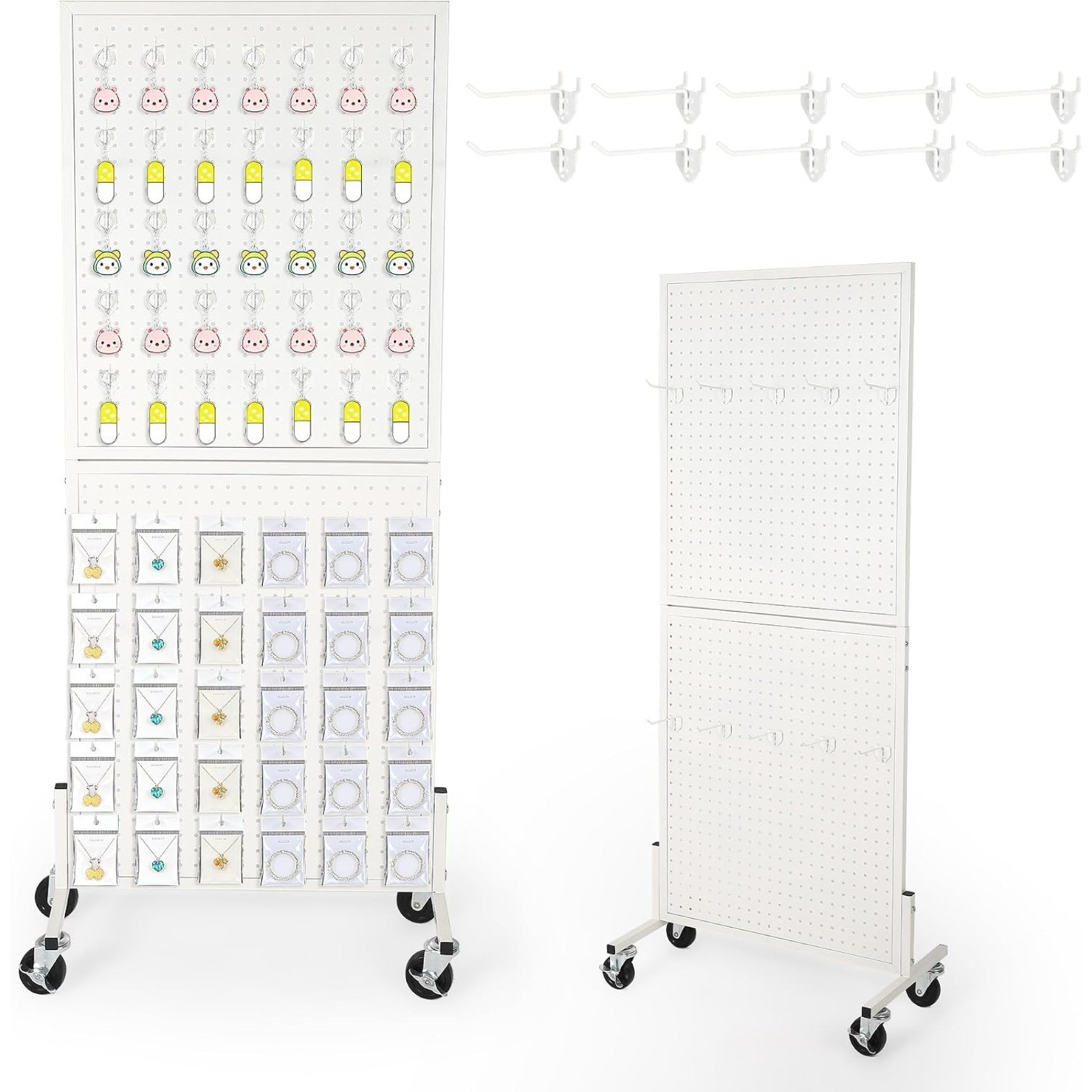 2x5 FT Metal Pegboard Floor Display Stand Rack w/ 10 Hooks Tool Shop Craft Show 2x5 FT Metal Pegboard Floor Display Stand Rack w/ 10 Hooks Tool Shop Craft Show