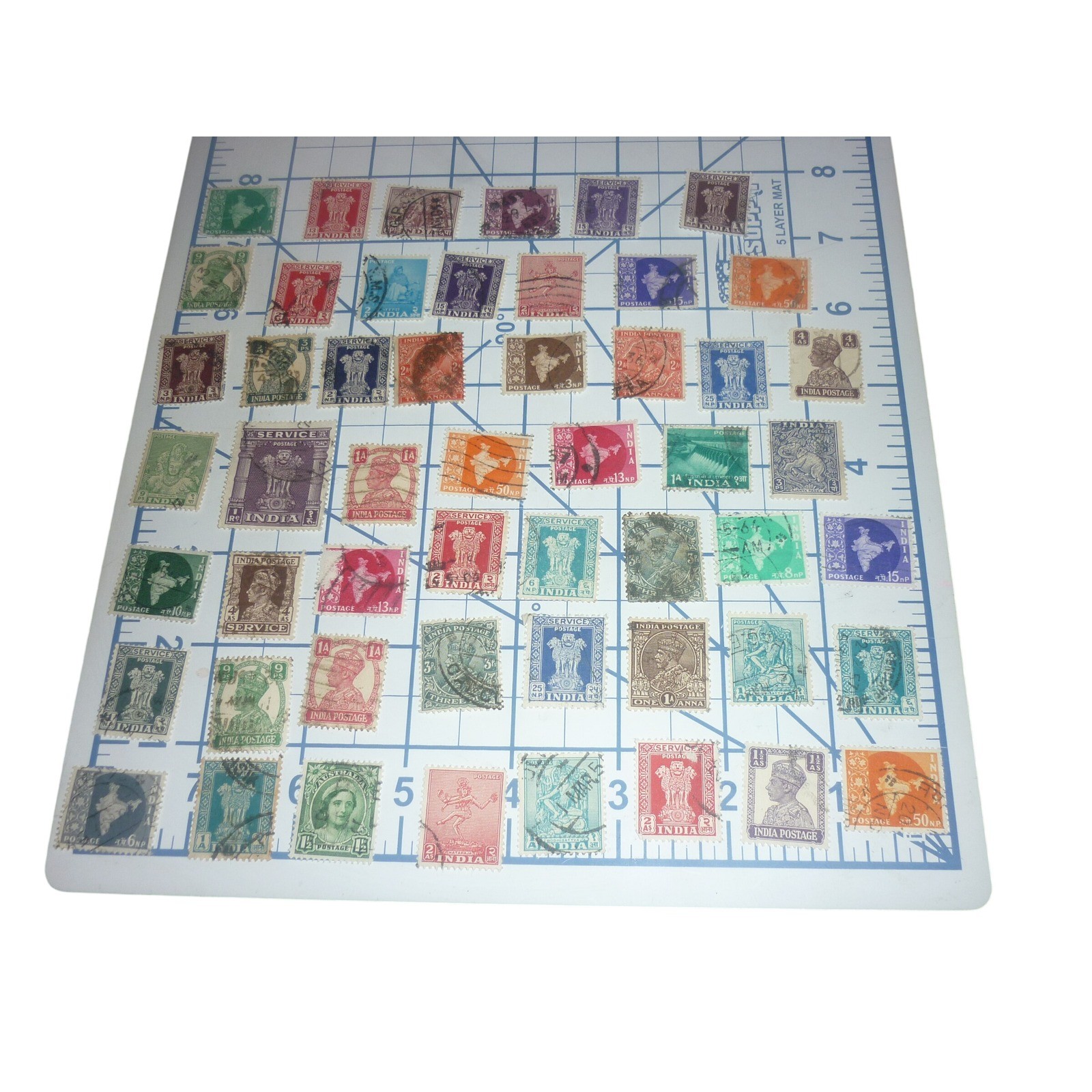 Vintage India Stamp Lot 50+ Used British Raj KGVI Early Republic Ashoka Service